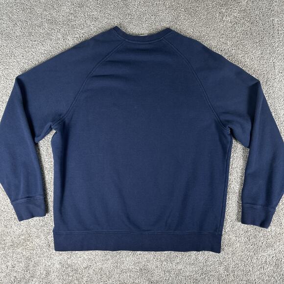 Vtg Nike Sweatshirt Men 2XL Navy Blue Mini Swoosh Essential Crewneck Embroidered - Picture 2 of 8